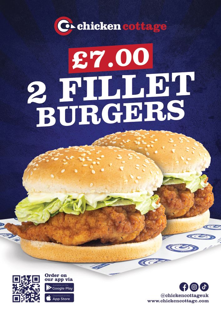 2 x Chicken Fillet Burgers  Vinyl Sticker