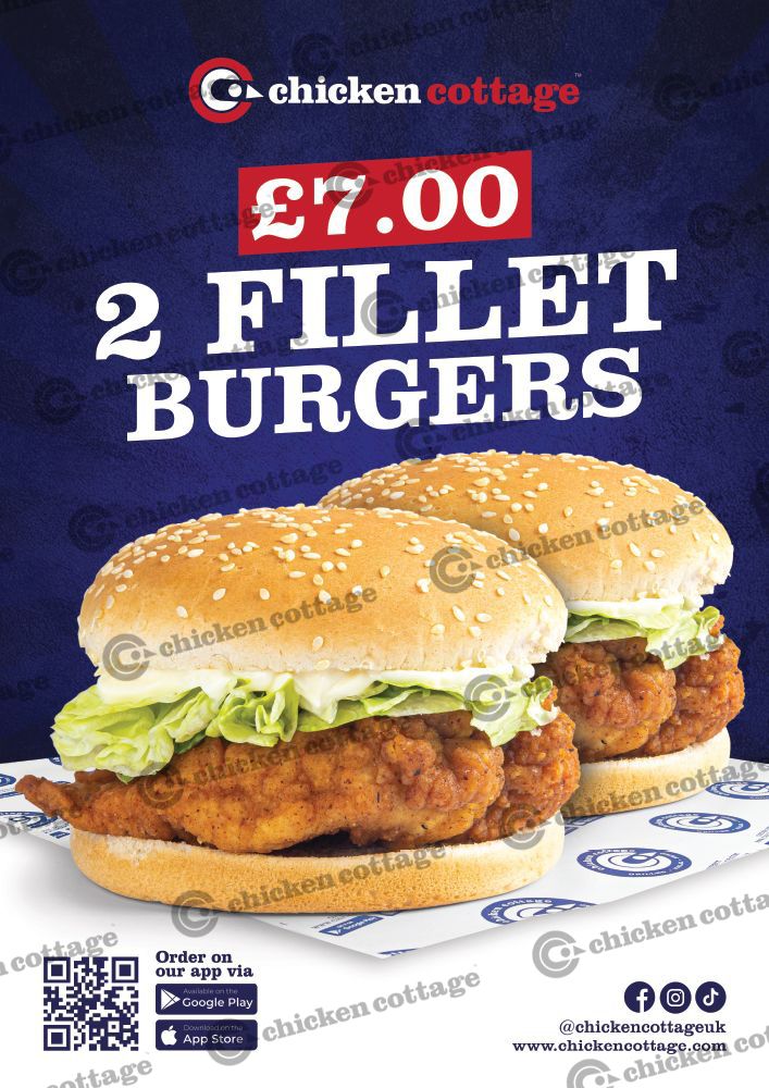 2 x Chicken Fillet Burgers  Vinyl Sticker