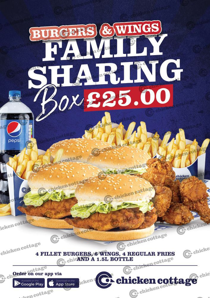 Burgers &amp; Wings Family Sharing Box Vinyl Sticker