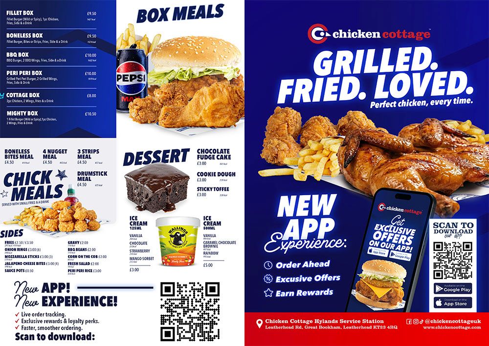 A5 Flyers Folded Double Grilled Fired Loved Menu