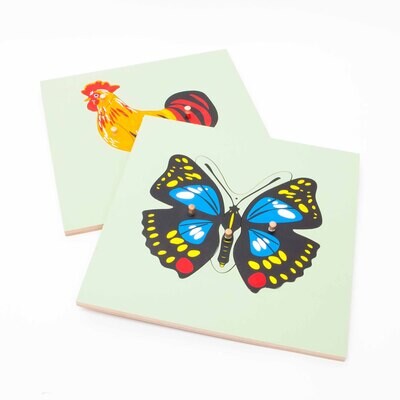 Dřevěné puzzle Motýl a Kohout