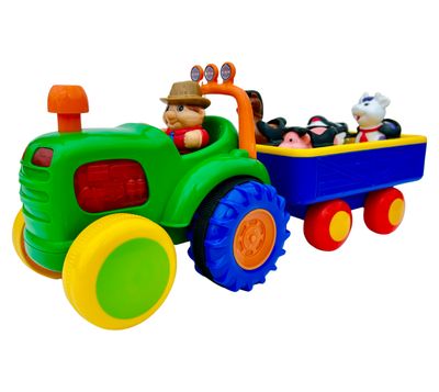 Traktor s farmářem a zvířátky