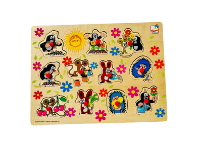 Dřevěné vkládací puzzle s úchyty – Krteček a přátelé (Bino)