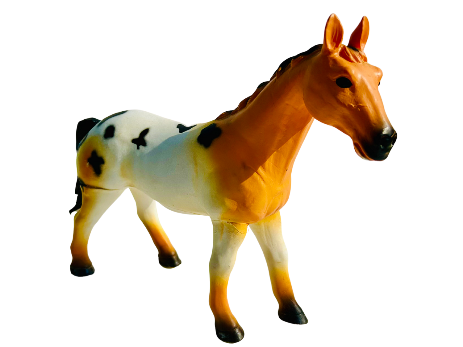 Gumová figurka koně – strakatý hnědák