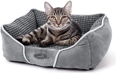 Pecute Panier Chat Taille Petite, Lit Chat avec Coussin Double-Face, Canapé pour Chat Lavable et Antidérapant, Extra-Doux Confortable et Mignon, aux Chats et Chiens