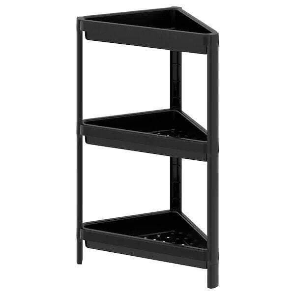 VESKEN
Corner shelf unit, black33x33x71 cm