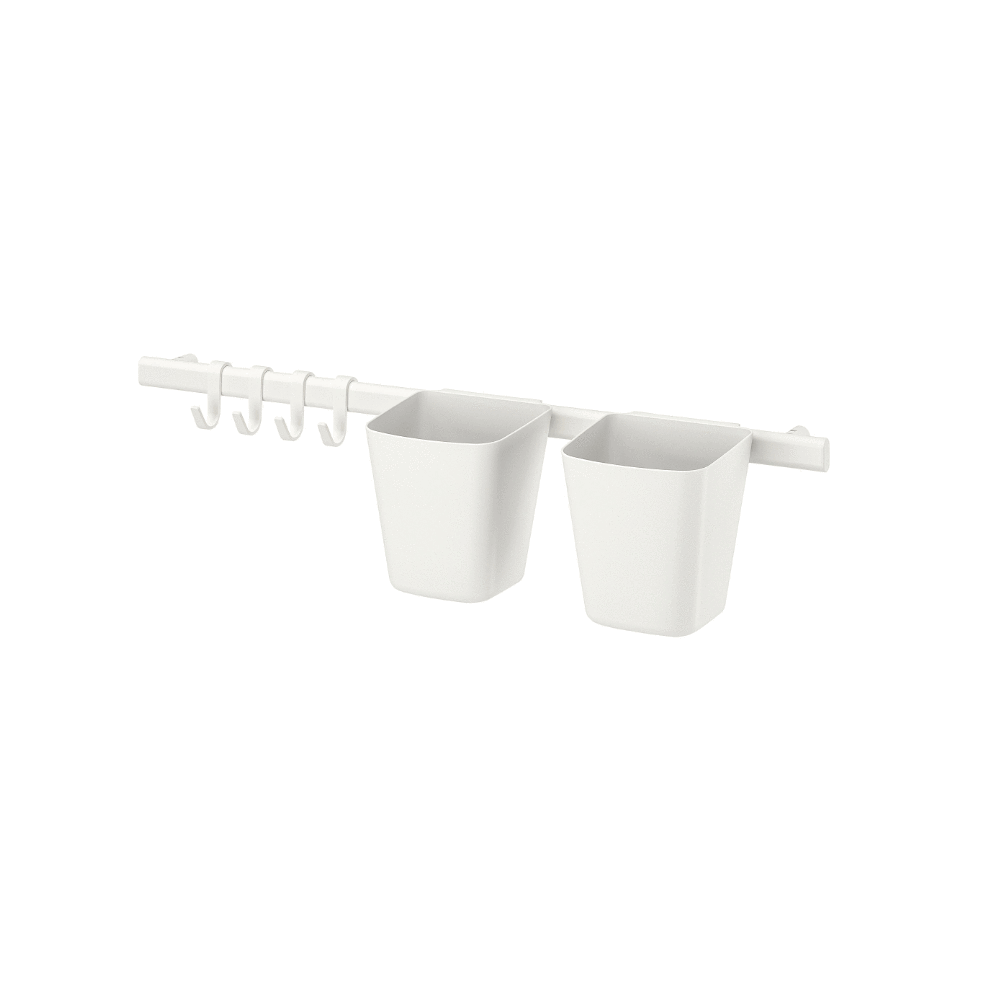 SUNNERSTA
rail with 4 hooks and 2 containers