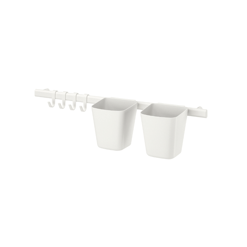 SUNNERSTA
rail with 4 hooks and 2 containers