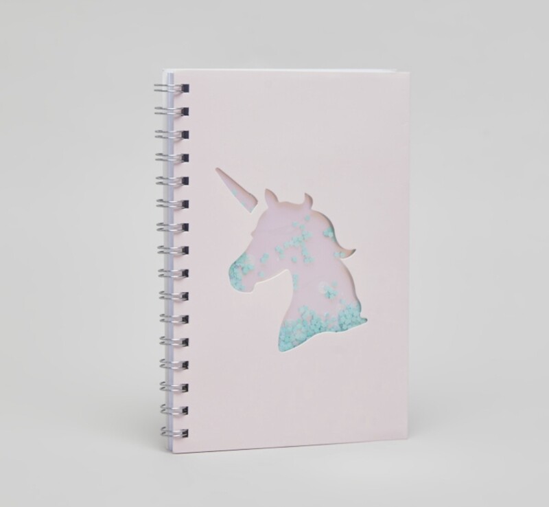 Syloon Bound Notebook with Unicorn and Slogan Print