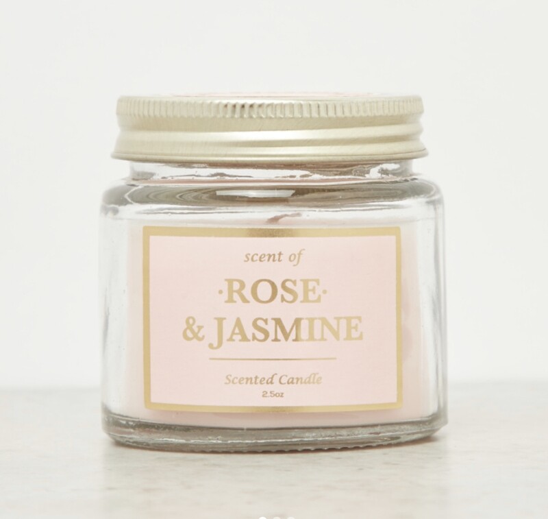 Rose and Jasmine Scented Jar Candle - 70 gms - Pink