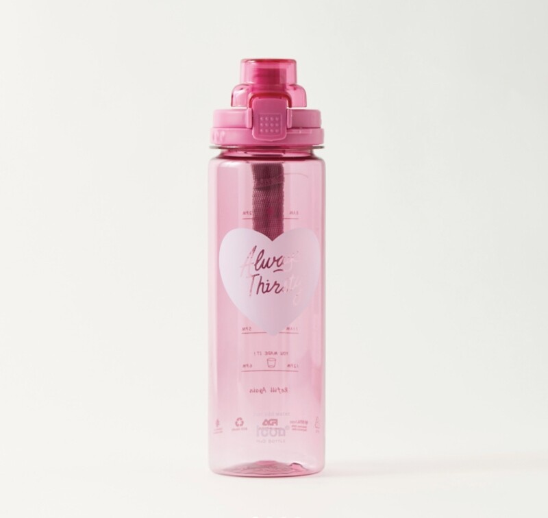 Icon Typographic Print Water Bottle - 700 ml - Pink
