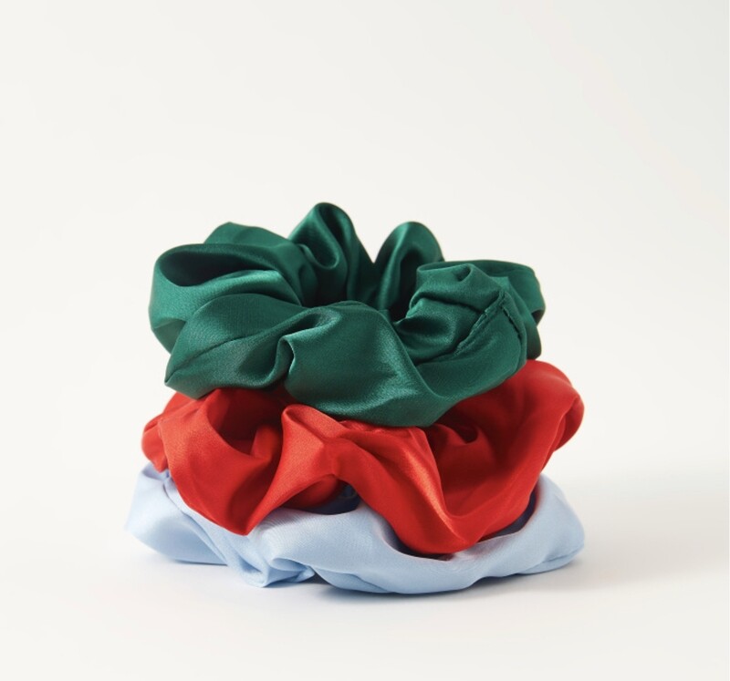 Solid Satin Scrunchie - Set of 3 - Multicolour
