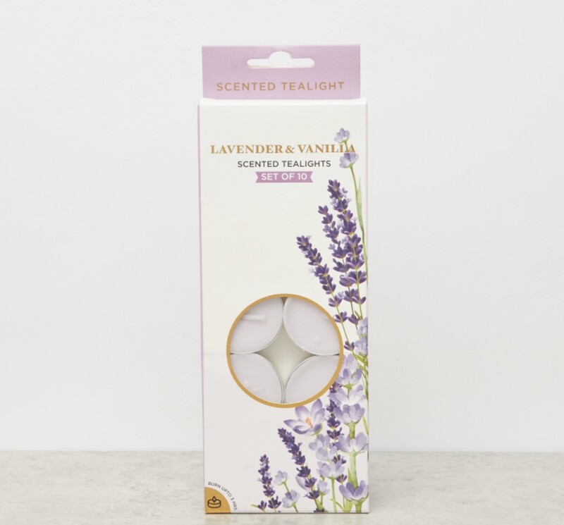 Lavender and Vanilla 10-Piece Tealight Candle Set - 10 gms - Purple