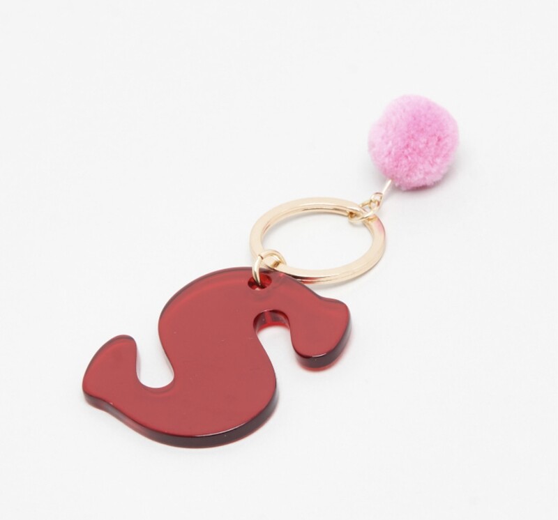 Initial &quot;s&quot; Key Chain with Pom Pom