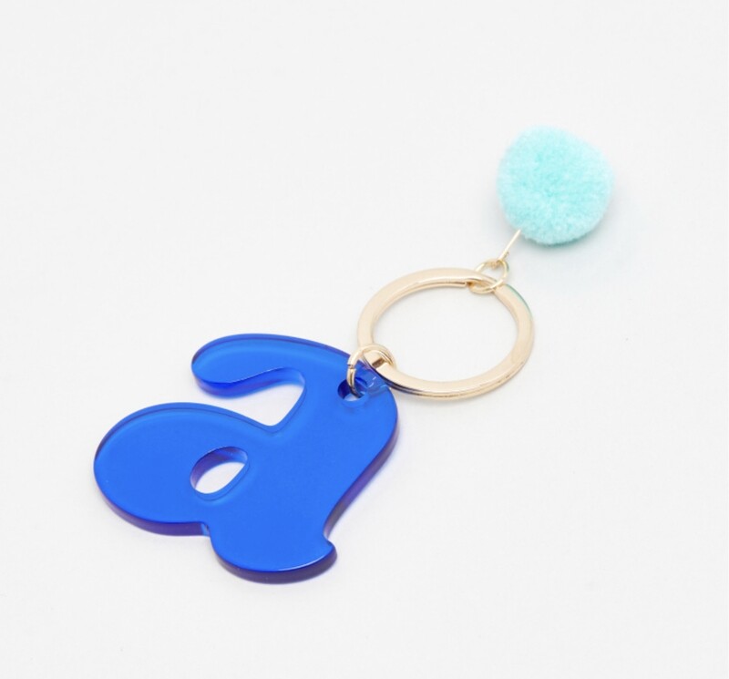 Initial &quot;a&quot; Key Chain with Pom Pom