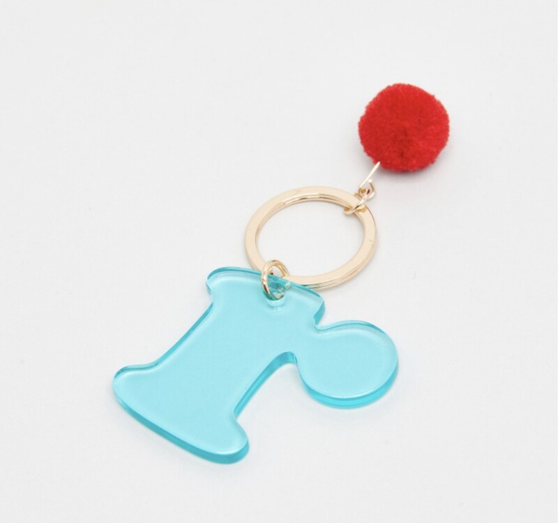 Initial &quot;r&quot; Key Chain with Pom Pom