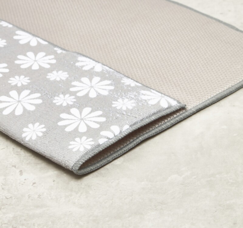 Floral Printed Rectangular Drying Mat - 51x38 cms - Grey - Star