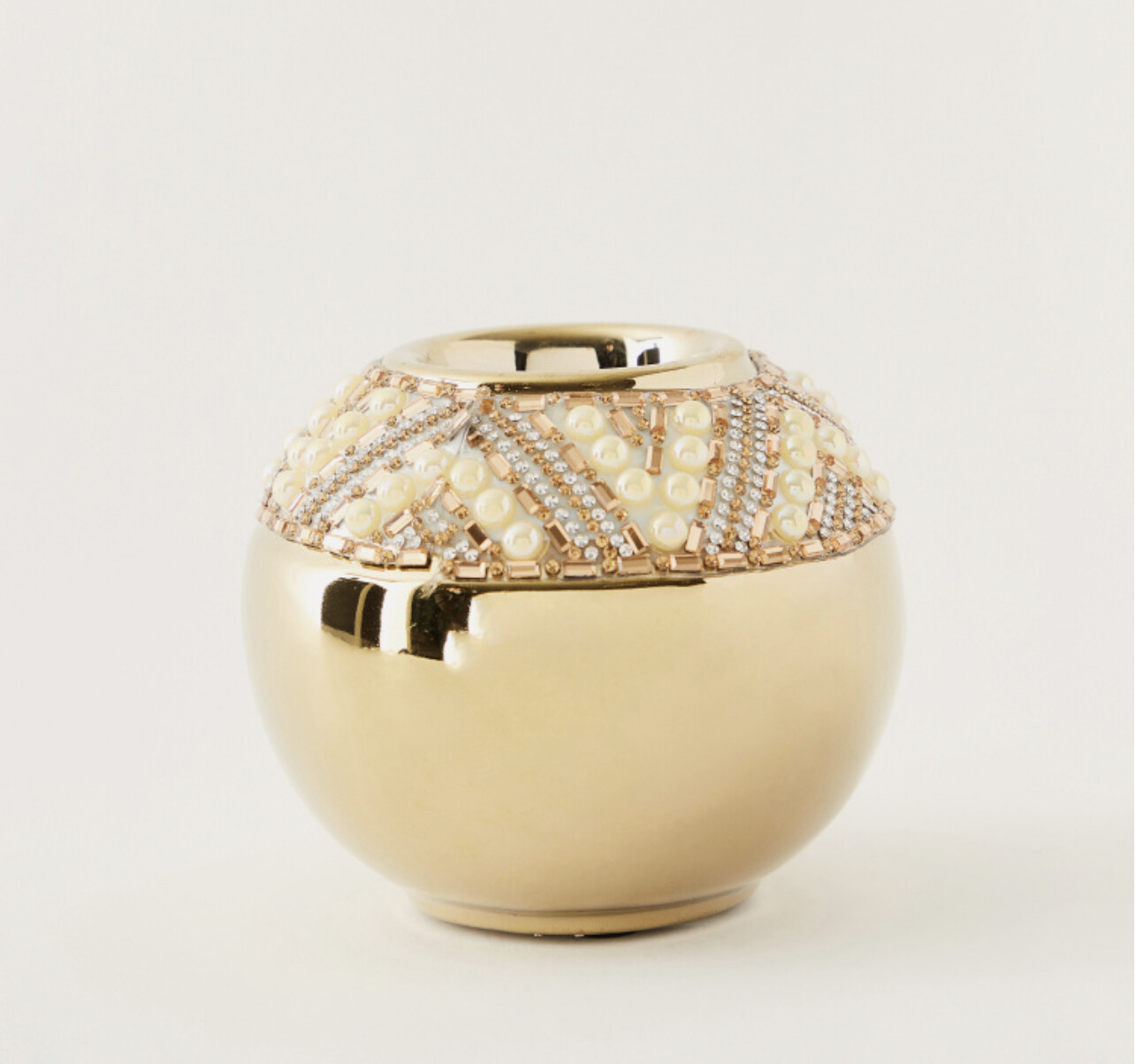 Embellished Candle Holder - 9 cms - Gold (triangle design)