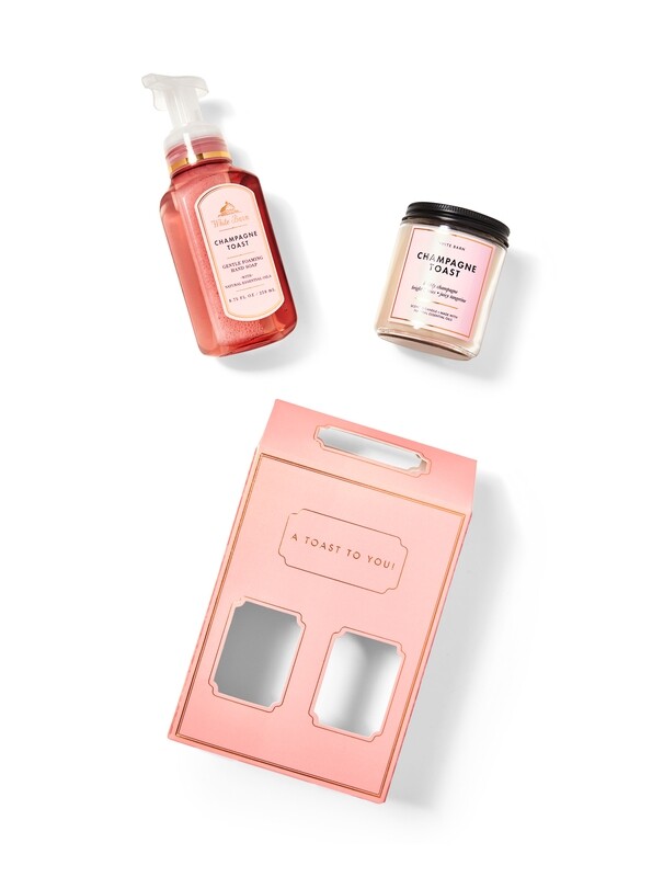 champagne toast gift box ( candle and hand soap)