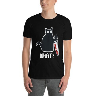 Funny What? Murderer Cat Shirt Halloween Cat Lover Tee Short-Sleeves Unisex T-shirt