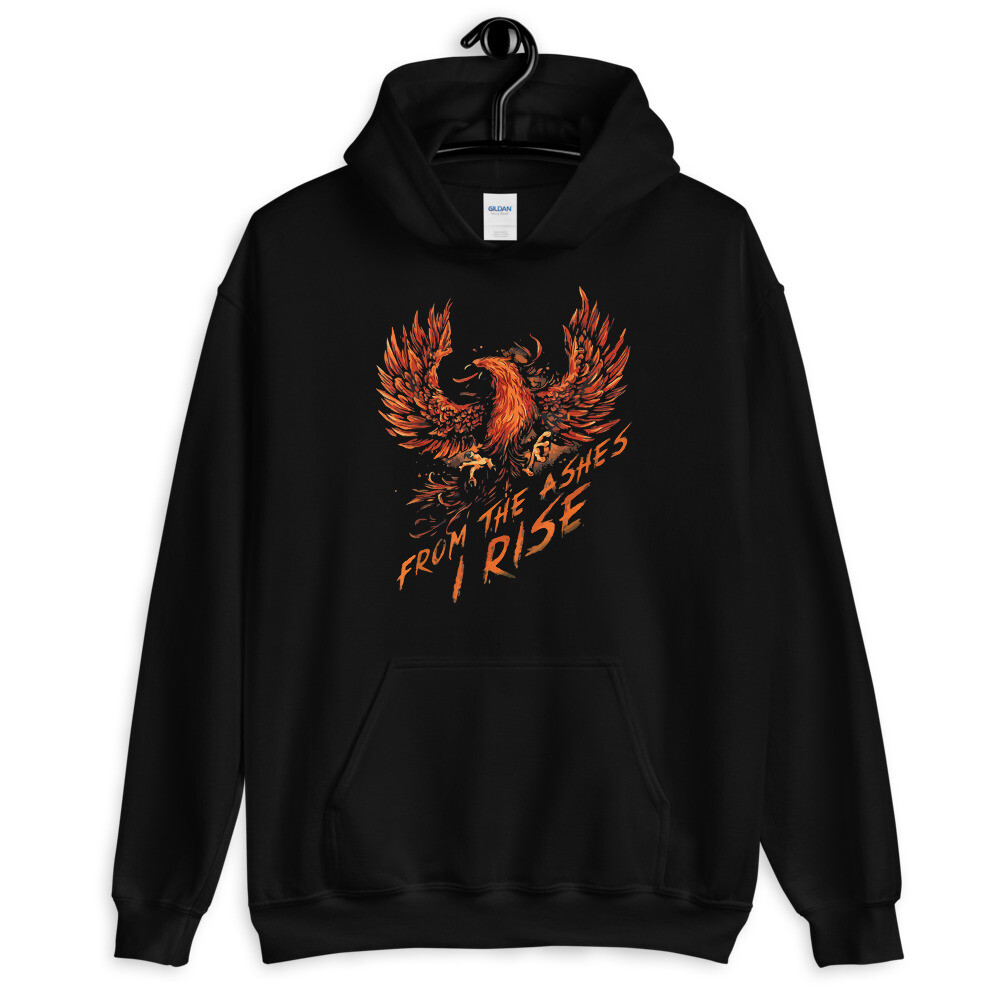 New From The Ashes, I Rise Motivational Graphic Unisex Pullover Biker Hoodie