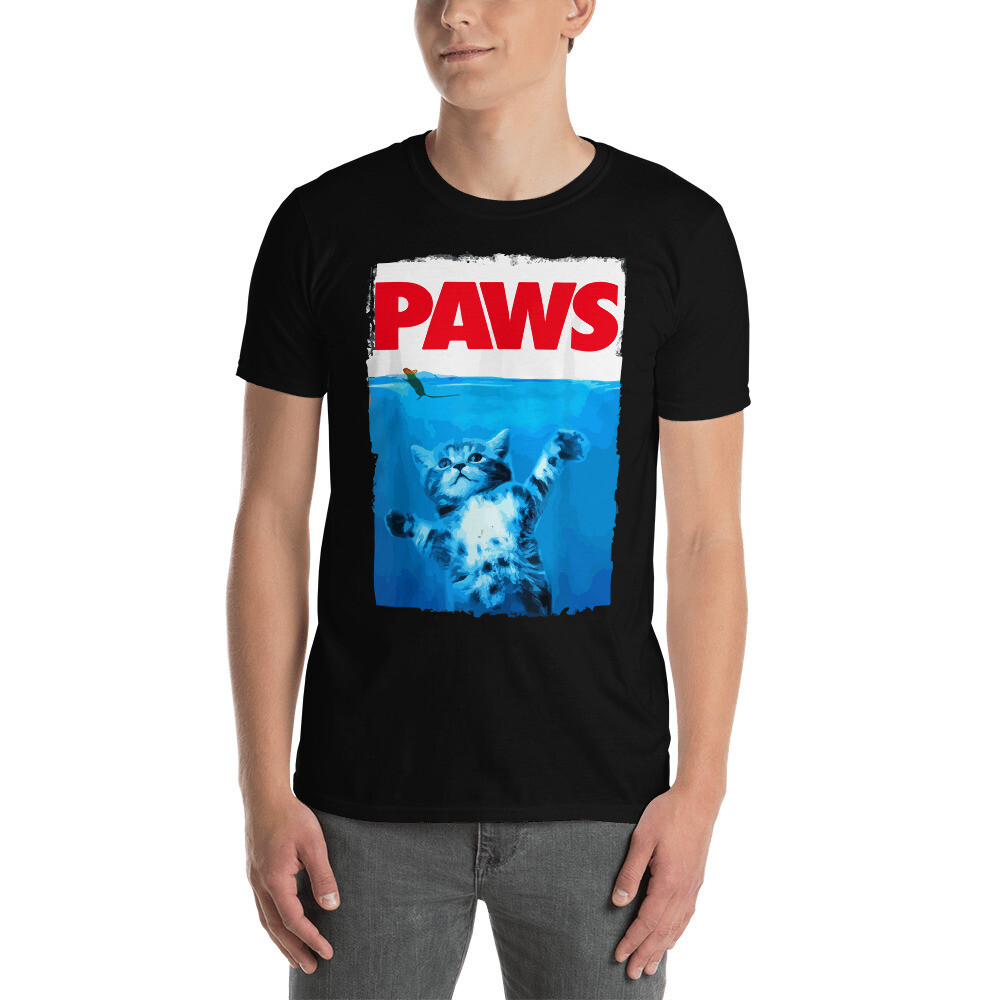 Paws Cat and Mouse Cute Funny Cat Lover Parody Short-Sleeve Unisex T-Shirt
