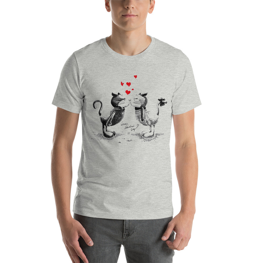 Cat Couple in Love Kiss Valentine's Gift Short-Sleeve Unisex T-Shirt