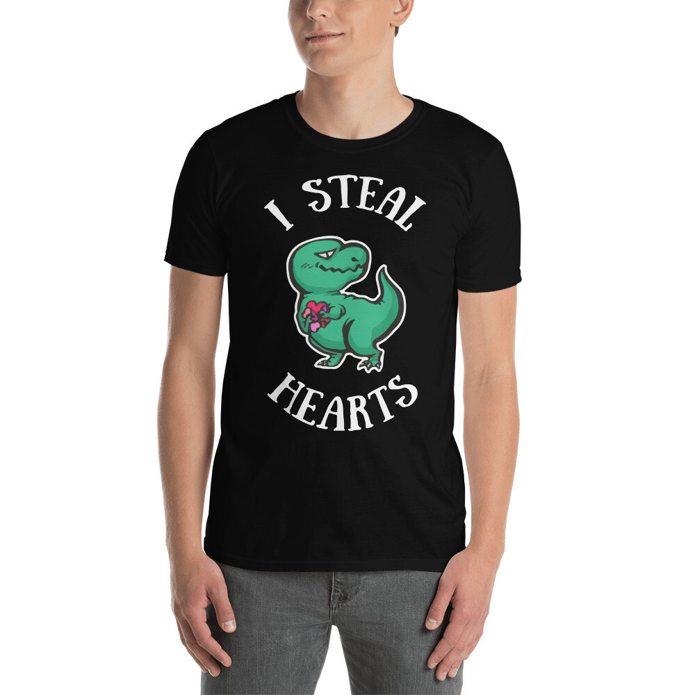 I Steal Hearts Funny T-Rex Dino Lover Gift Short-Sleeve Unisex T-Shirt