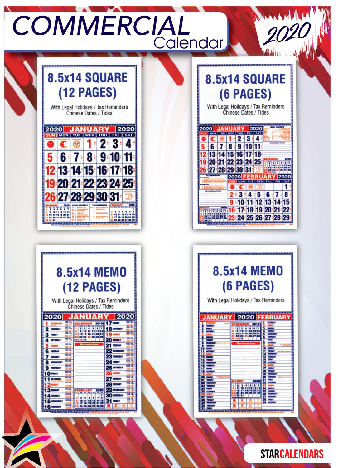 Commercial Calendar 8.5 x 14 (6 pages)