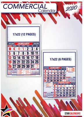 Commercial Calendar 17 x 22 (6 pages)