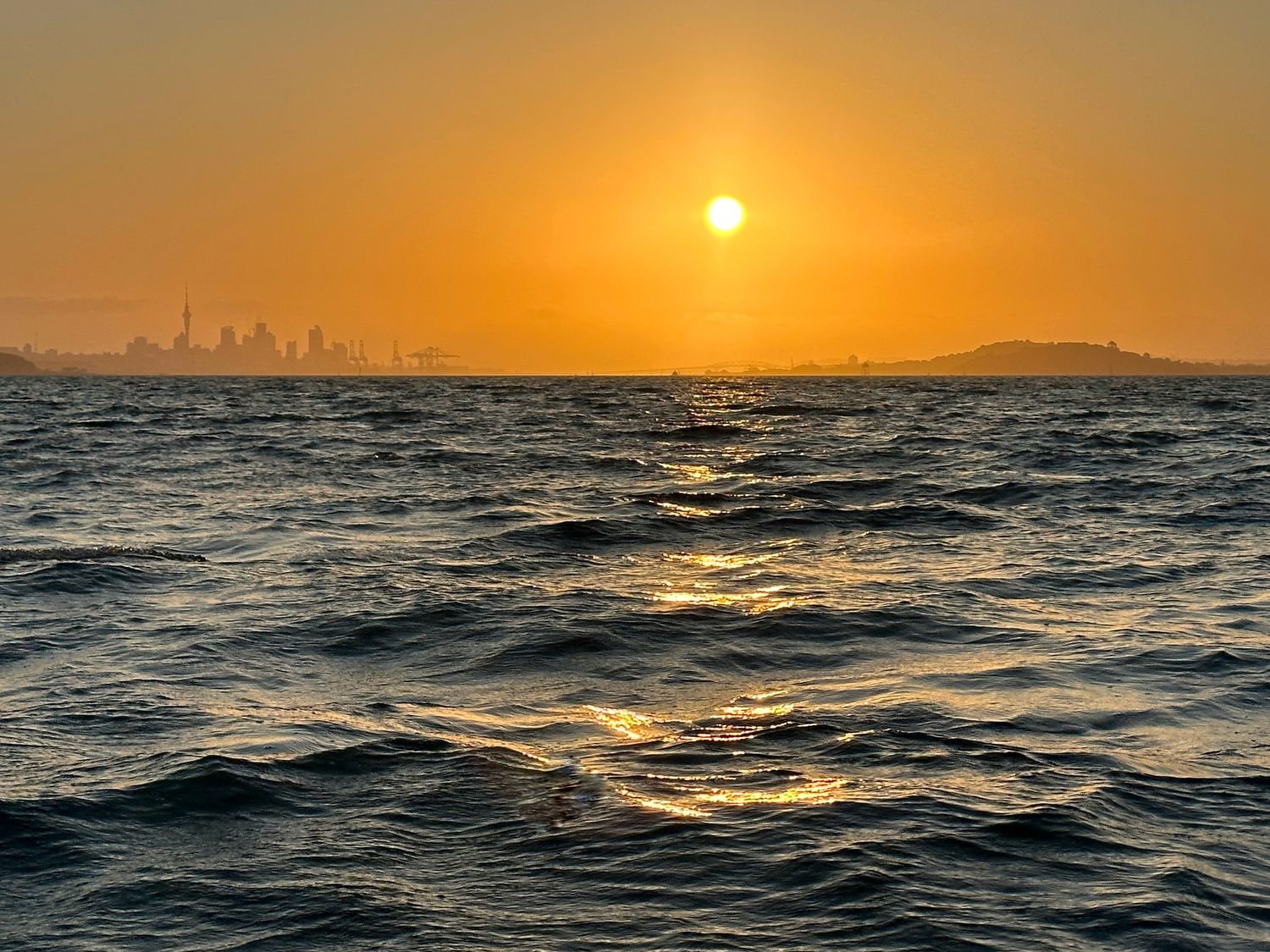 Sunset on the Harbour with Auckland City Skyline