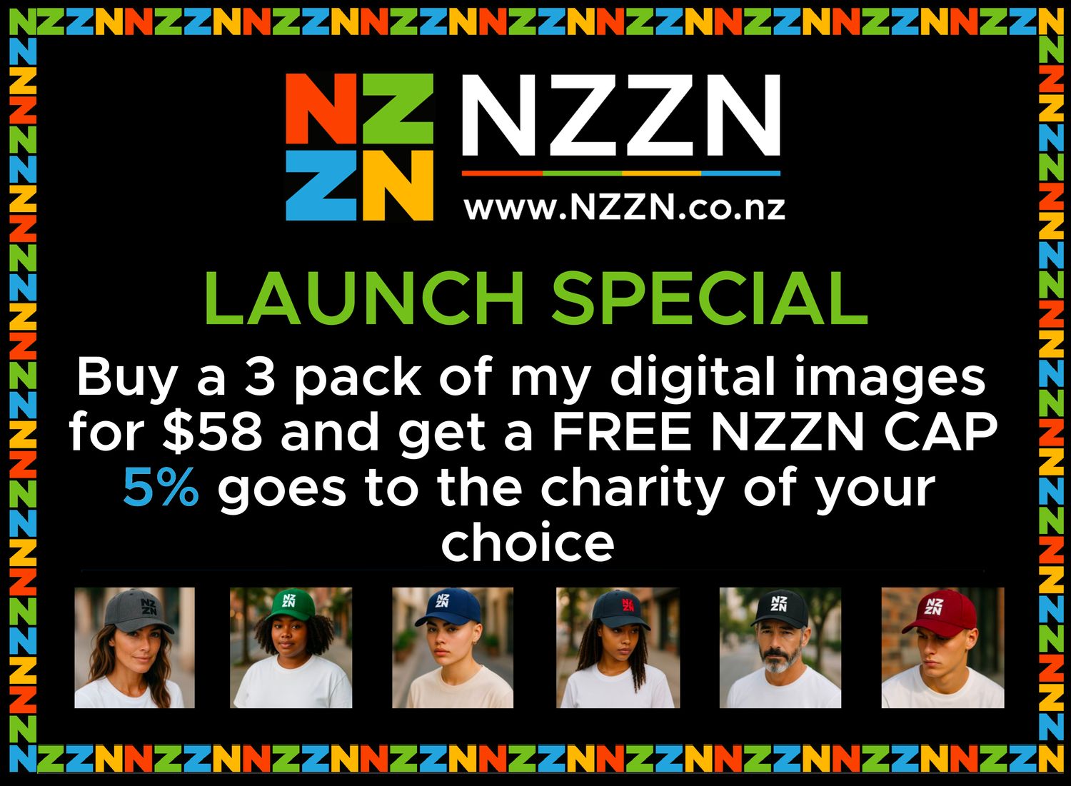NZZN Launch Special - 3 Digital Images + FREE NZZN CAP