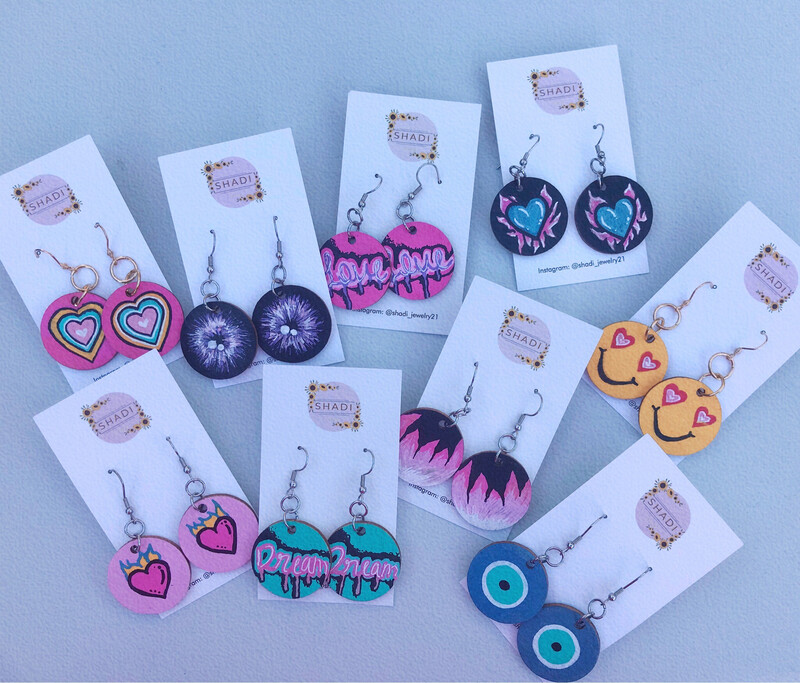 Painting On Wood Earrings