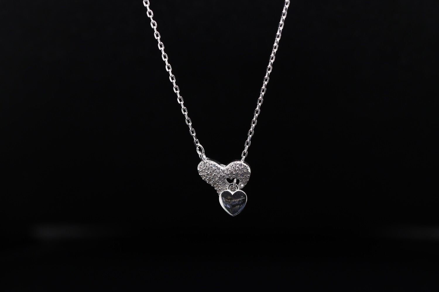 Solitaire Duo Crystal Heart Pendant