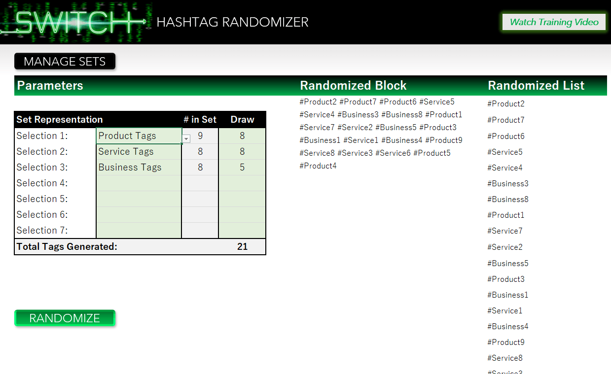 Switch - Variable Hashtag Randomizer