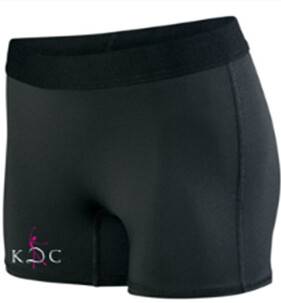 Augusta© Ladies Hyperform Fitted Shorts in Black with KDC Logo in Rhinestones on Right Leg