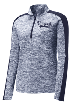 Sport-Tek® Adult & Ladies PosiCharge® Electric Heather Colorblock 1/4-Zip Pullover with Embroidered Cougars Logo