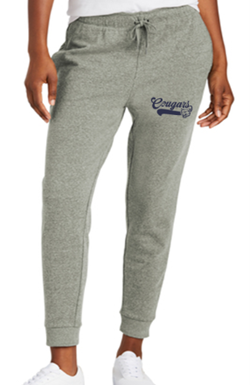 District® Women’s Perfect Tri® Fleece Jogger in Grey with Embroidered Cougar Logo