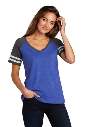 District ® Women’s Game V-Neck Tee in Royal Heather / Grey Heather