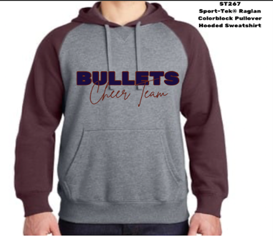 Sport-Tek® Raglan Colorblock Pullover Hooded Sweatshirt in Grey / Maroon