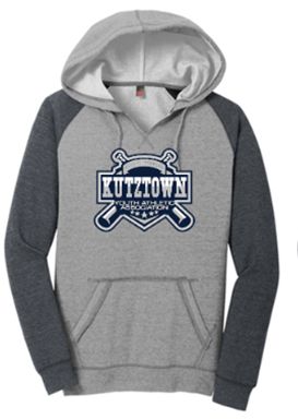 District ® Women’s Lightweight Fleece Raglan Hoodie in Grey/Charcoal