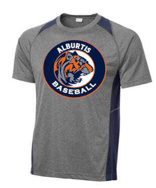 Sport-Tek® Heather Colorblock Contender™ Tee in Grey/Navy