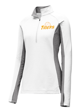 Sport-Tek® Women's Sport-Wick® Stretch Contrast 1/4-Zip Pullover with logo on front