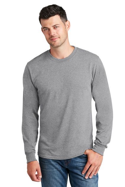 Port & Co™ Long Sleeve Core Cotton Tee - Adult with Front Logo