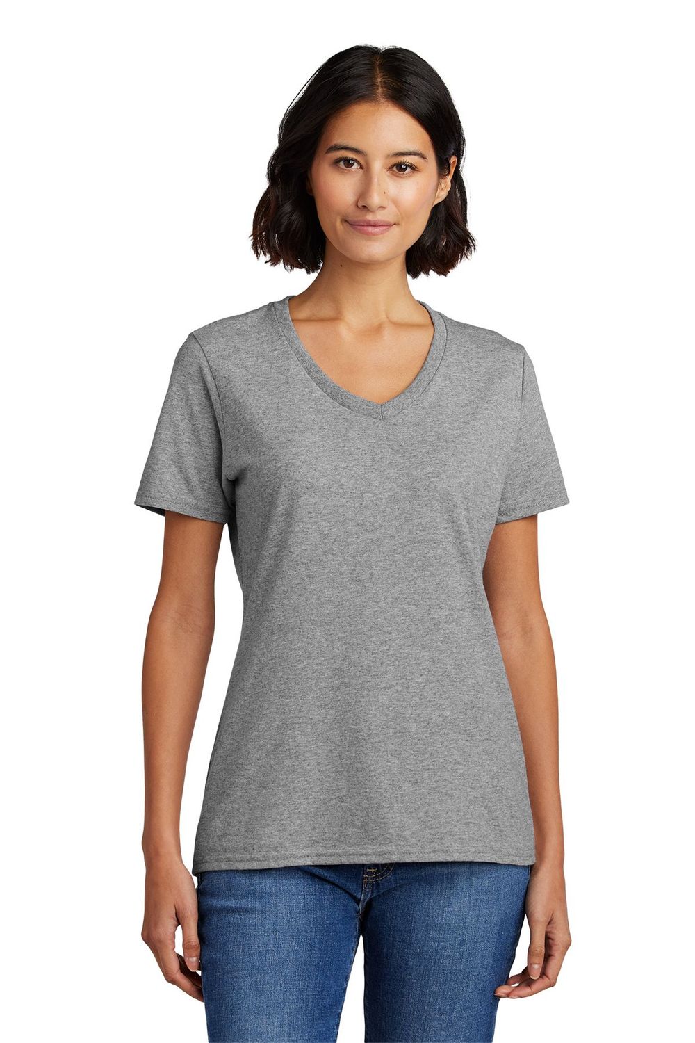 Port & Co™ Core Cotton V-Neck Tee - Ladies with Front Logo