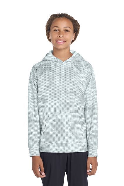 Sport-Tek® Sport-Wick® CamoHex Fleece Hooded Pullover Brand - Youth with Front Logo