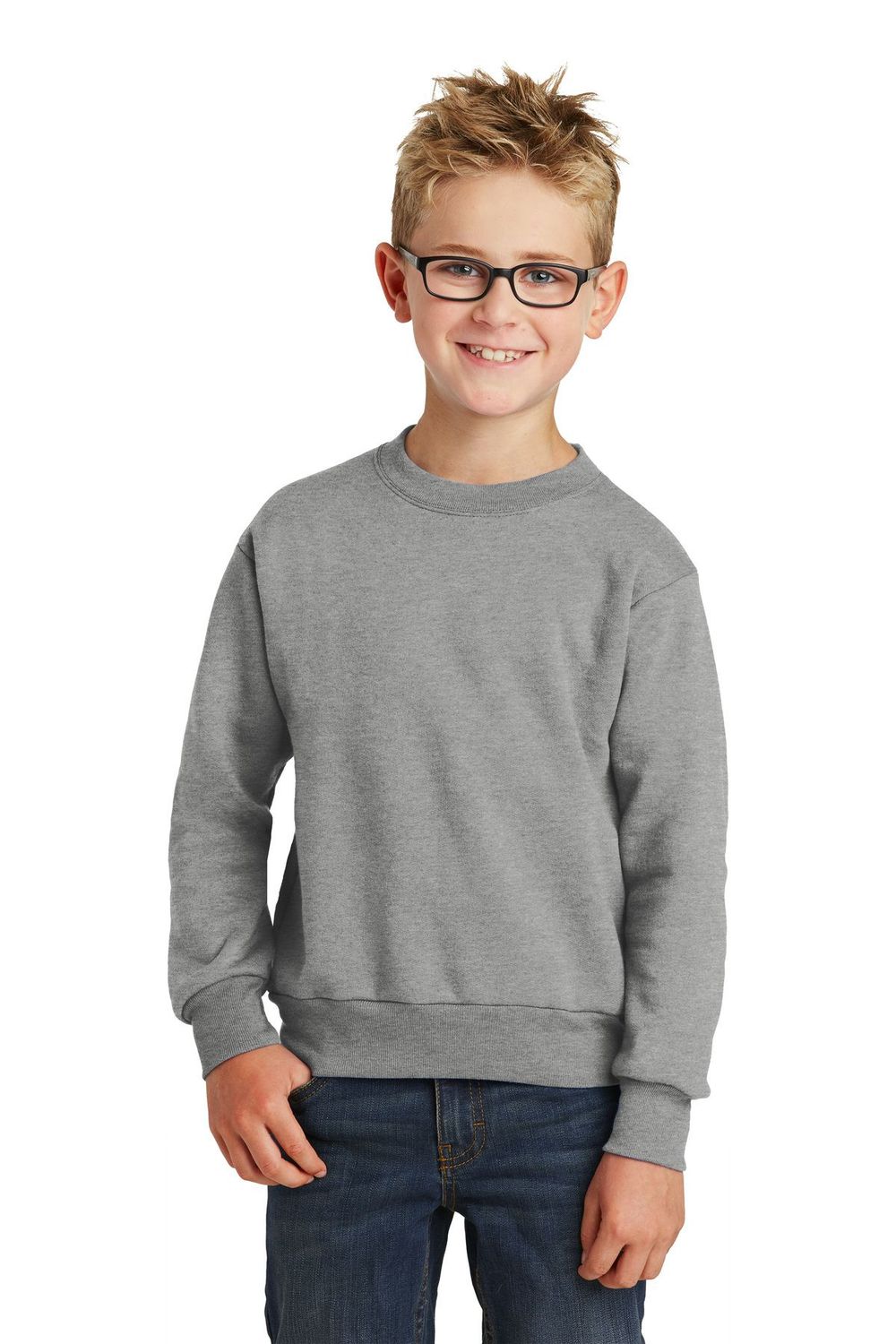 Port & Co™ Core Fleece Crewneck Sweatshirt - Youth with Front Logo