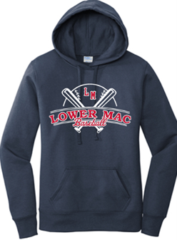 Port & Co™ Women's Core Fleece Pullover Hooded Sweatshirt in Navy with Logo on Front
