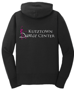 Port & Company® Ladies Core Fleece Full-Zip Hooded Sweatshirt with Rhinestone Logo on Back