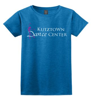 Gildan Softstyle® Women's T-Shirt in Antique Sapphire with Rhinestone Logo